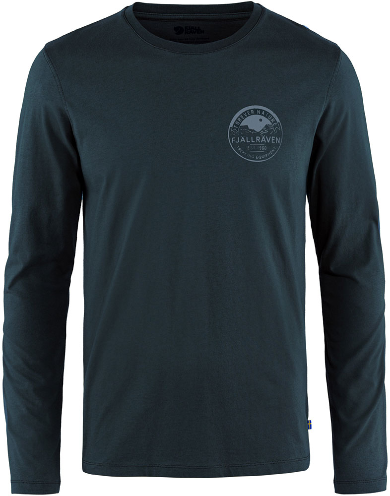 Camiseta de manga larga «Forever Nature Badge» en azul marino oscuro