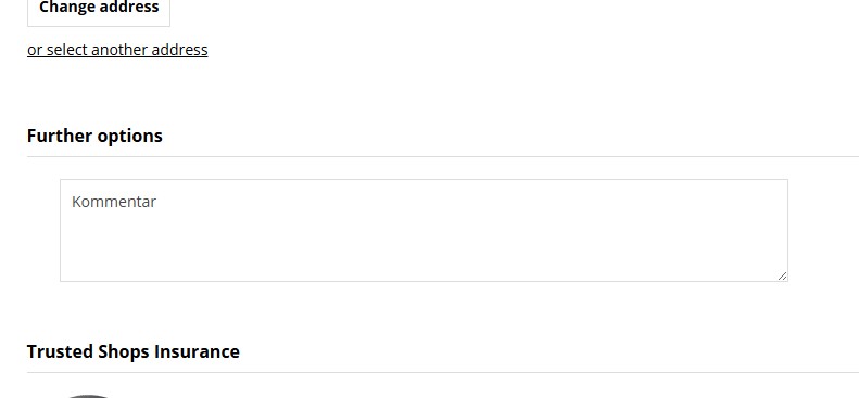 Screenshot of the comment field