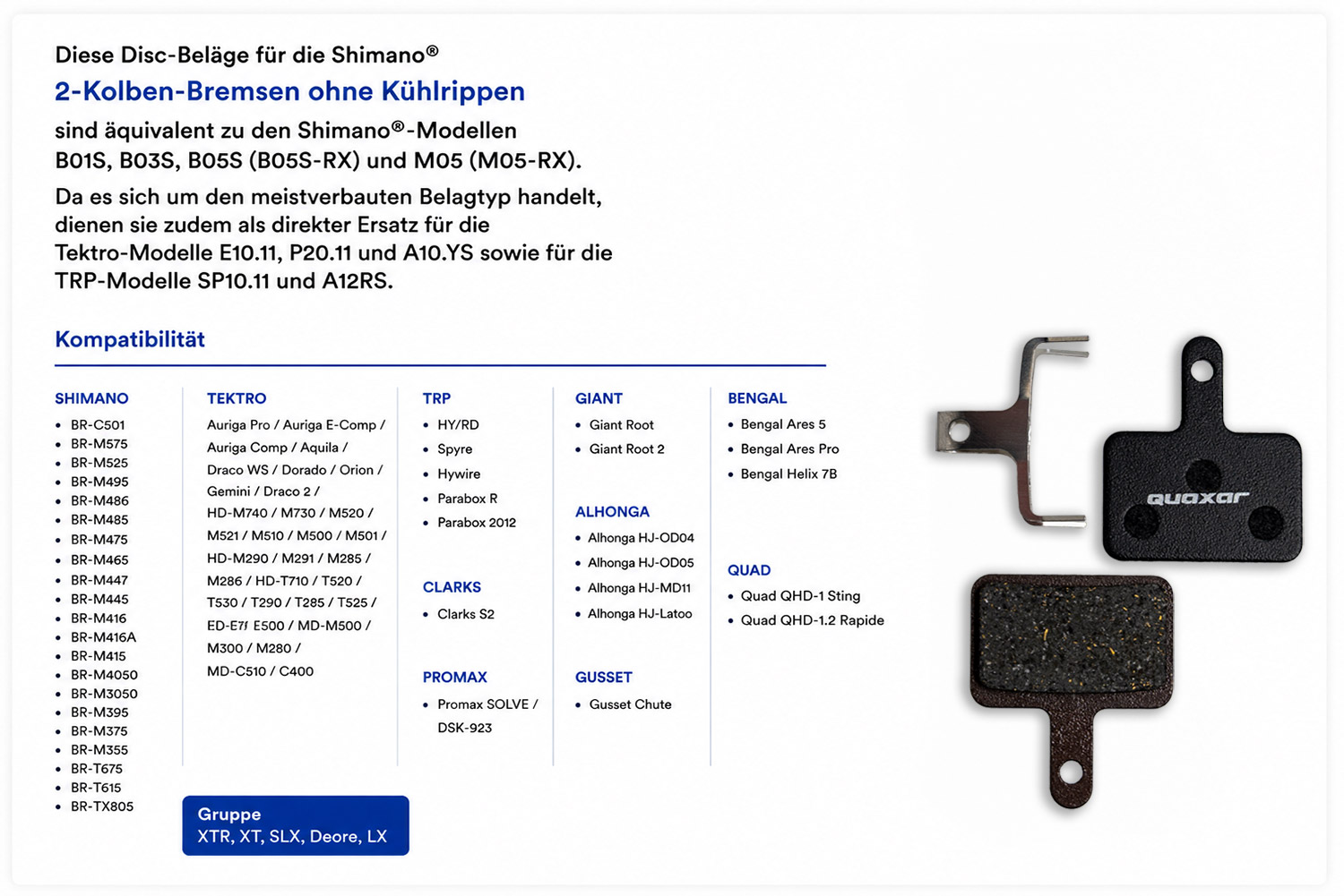 Okładziny tarczowe do Shimano B01S/B03S/B05S/Tektro/TRP 10.11/20.11