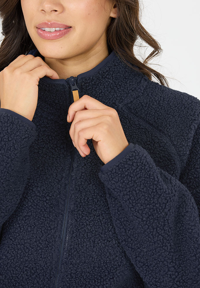 Pioneer Teddy - Veste polaire pour femme, style blazer, bleu marine