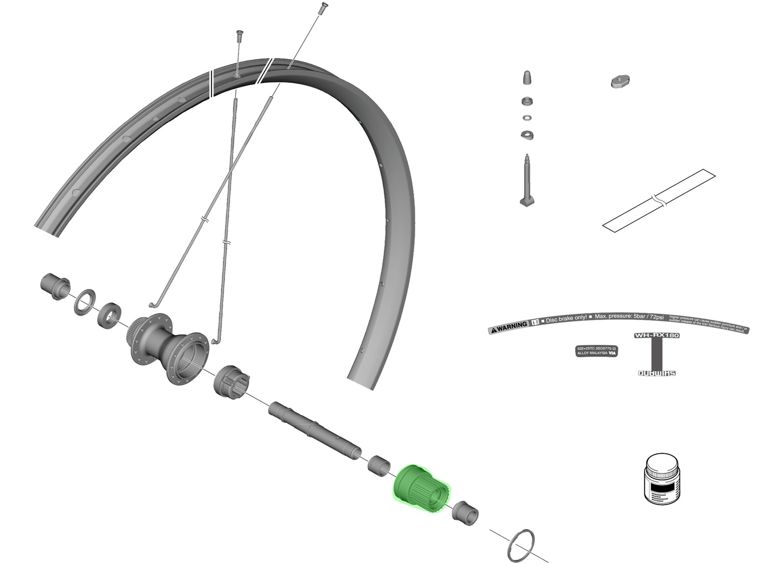 MicroSpline MTB 12-fach Stahl Freilaufkörper für FH-TC500/QC500/WH-RX180