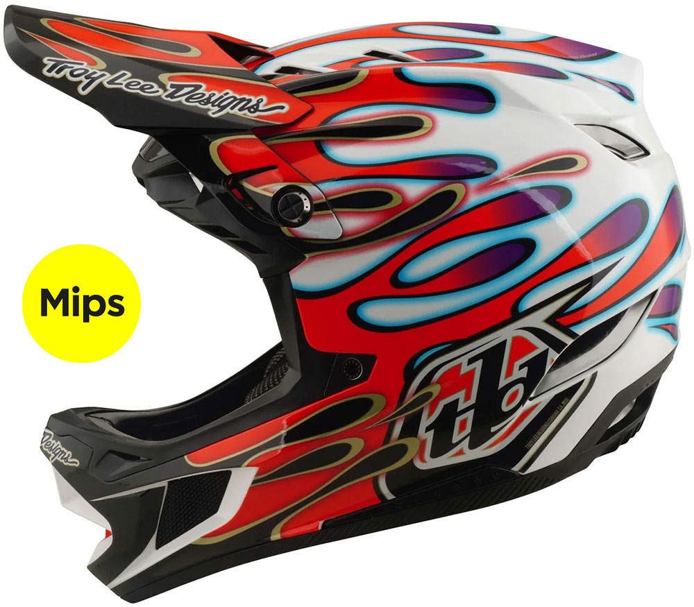 D4 Composite MIPS - Fullface Helm Overspray White/Red