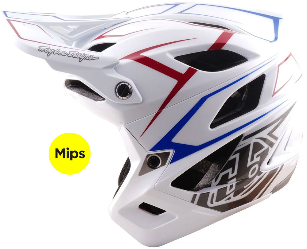 Stage Stunt MIPS - Fullface Helmet Pinstripe / White