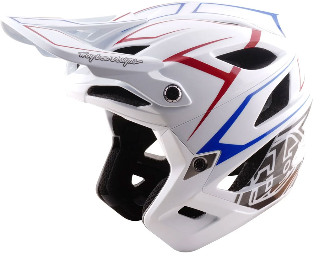 Stage Stunt MIPS - Fullface Helmet Pinstripe / White