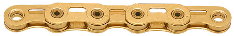 Cadena XSL FLAT TiN-Gold Waxed de 12/13 velocidades con perfil plano