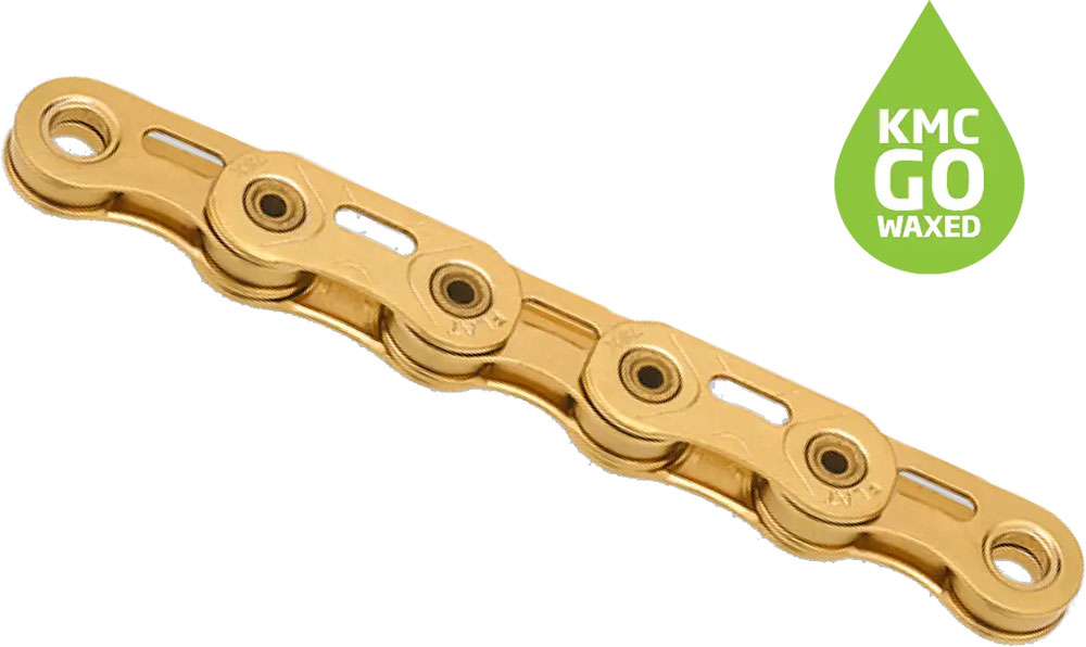Cadena XSL FLAT TiN-Gold Waxed de 12/13 velocidades con perfil plano