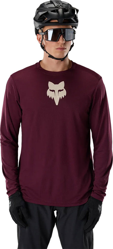 Ranger Fox Head – MTB Long-Sleeved Jersey Dark Maroon