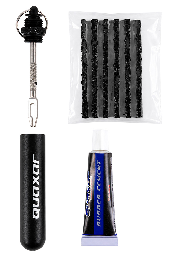 Kit de réparation pour pneus sans chambre à air + bouchons 