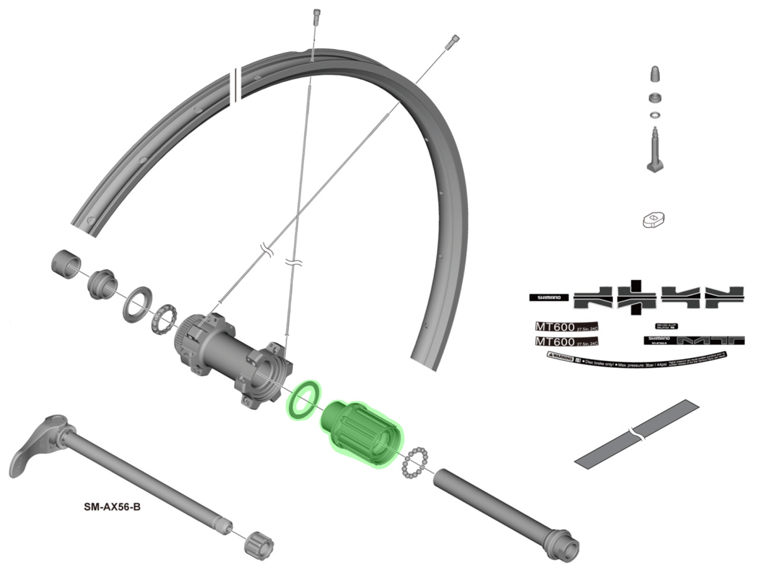 HG-Spline M MTB 8/9/10/11 velocidades cuerpo de acero para WH-MT600/MT500