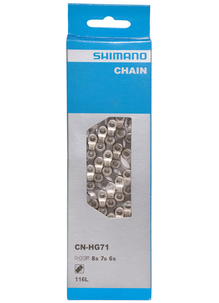 Shimano Chaîne CN-HG71 HG 6/7/8-vitesses 116 maillons Pin | AG Shimano Chaîne CN-HG71 HG 6/7/8-vitesses 116 maillons Pin | AG