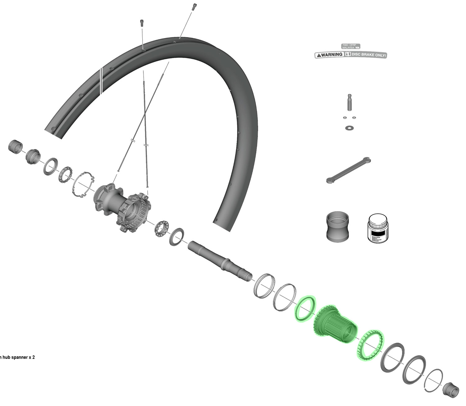 DURA ACE HG-Spline L2 Bicicleta de carretera 12 velocidades Cuerpo de aluminio para WH-R9270/R9200