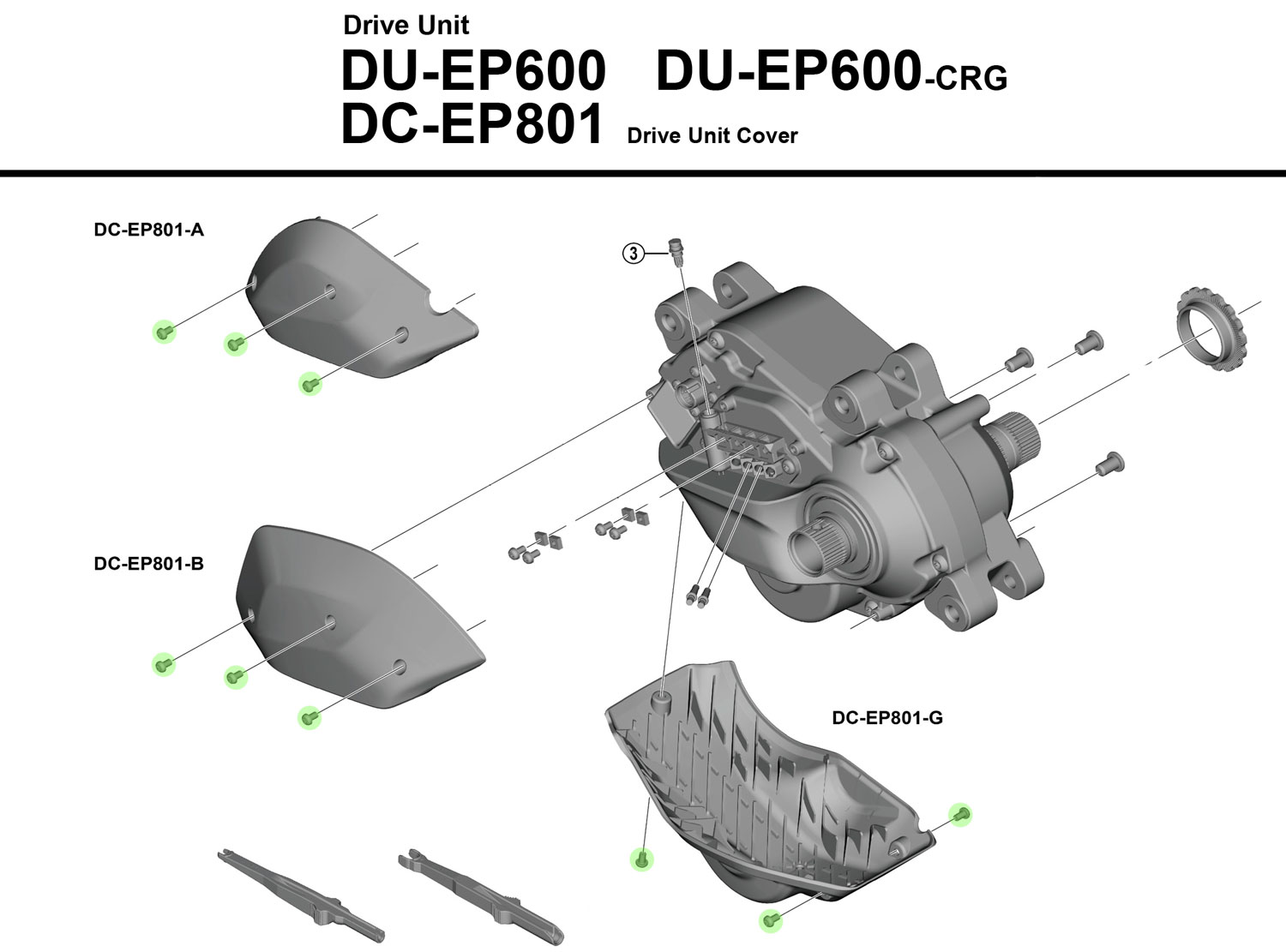 Tornillos de fijación para cubierta de e-bike DC-EP801/EP800