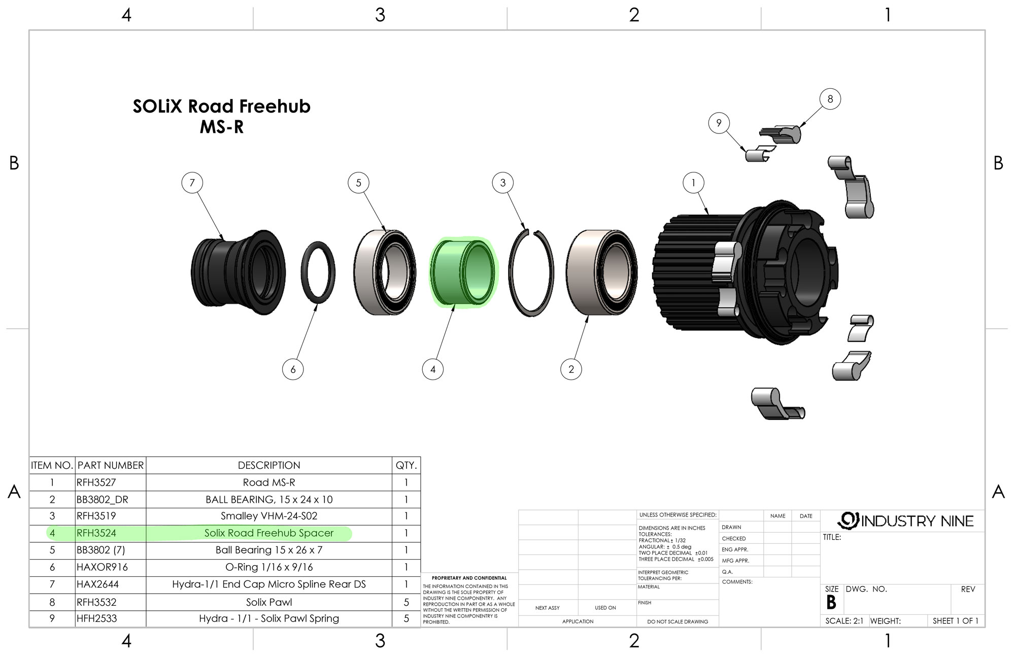 Entretoises SOLiX pour corps de roue libre Road XD-R/HG-11/MS-R