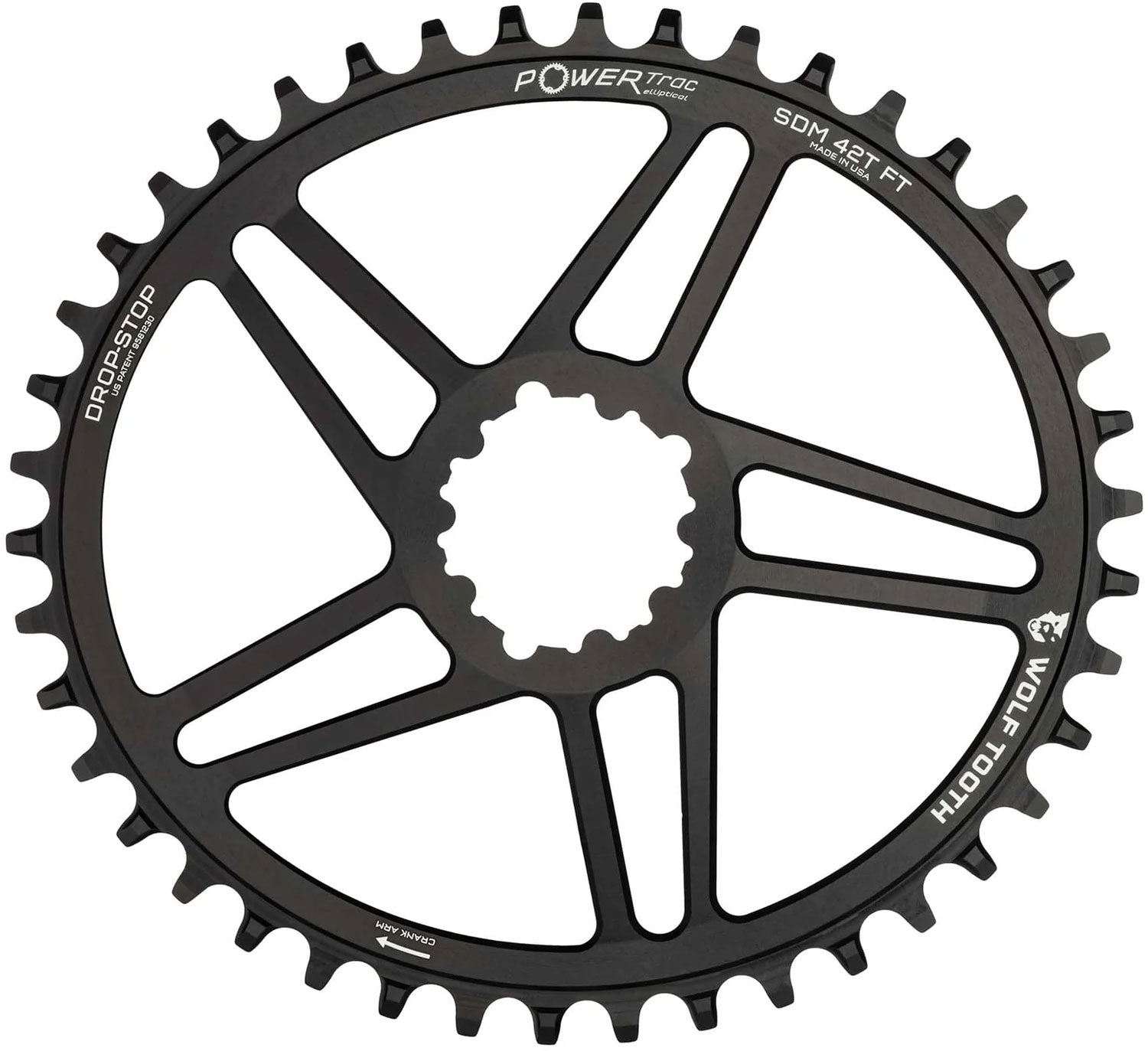Plaquette de pédalier PowerTrac Elliptical SRAM à fixation directe à 3 vis