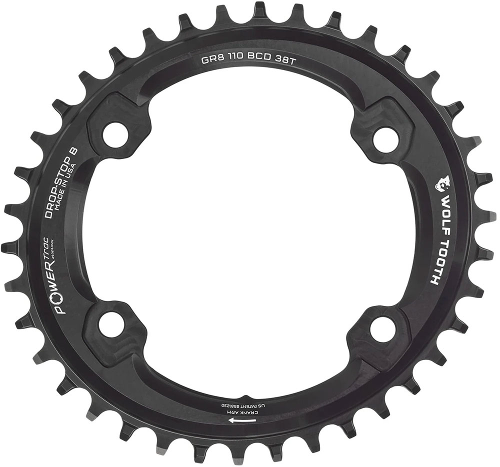 Plato PowerTrac Elliptical Shimano GRX, 110 BCD, asimétrico, 4 agujeros, Drop-Stop B
