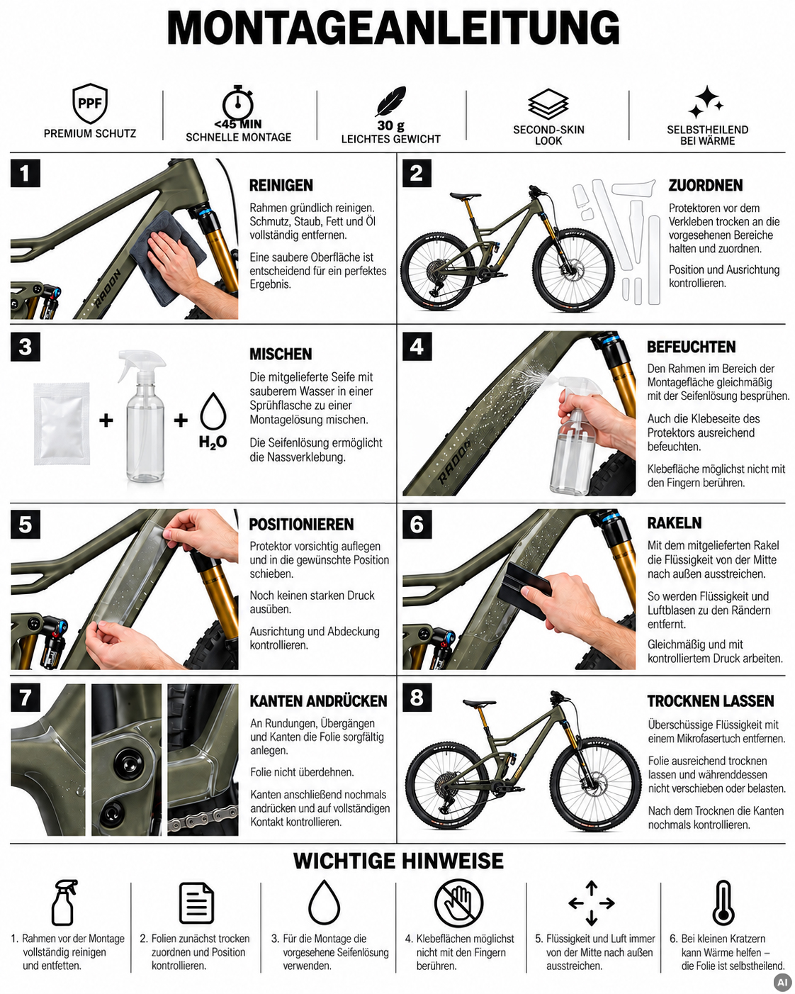 EVO Frameprotector MTB Clear Rahmenschutz