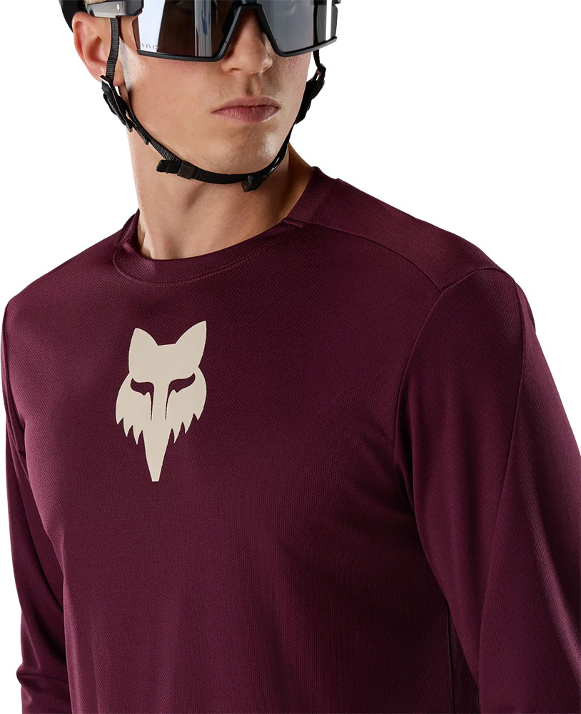 Ranger Fox Head – MTB Long-Sleeved Jersey Dark Maroon