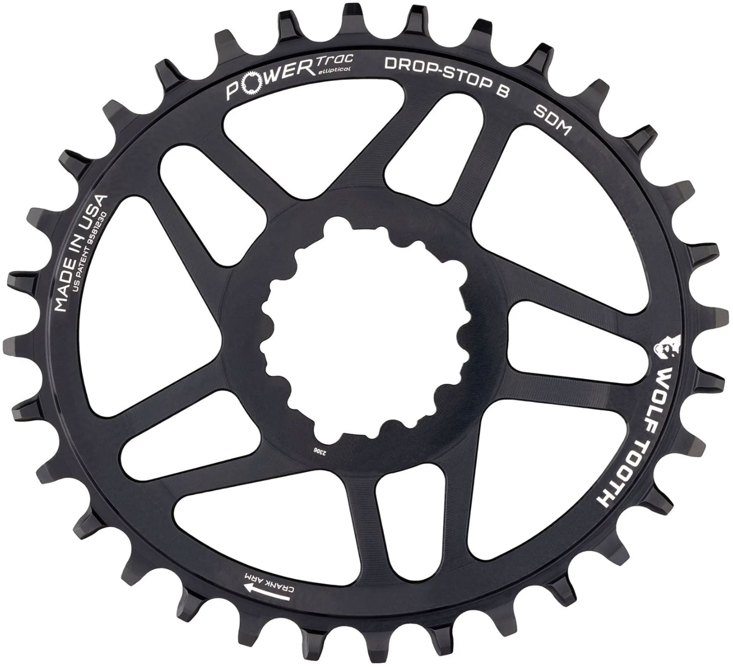 Plato PowerTrac Elliptical SRAM DM estándar, 49 mm/desplazamiento de 6 mm, 30 dientes