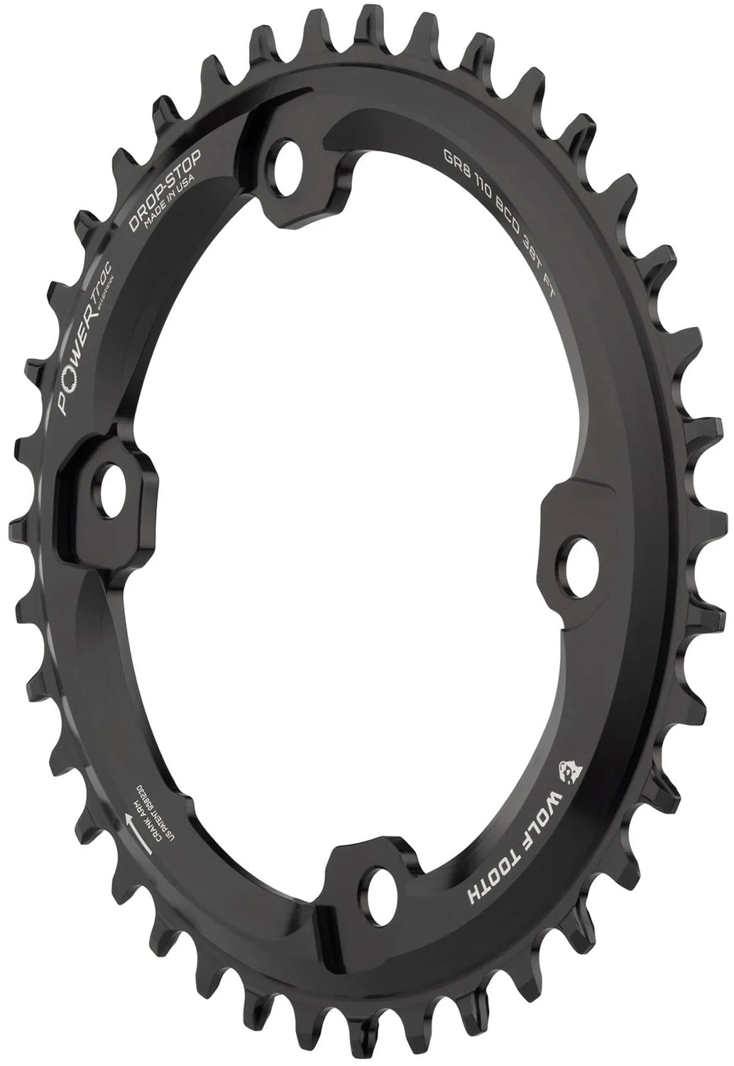 Plato PowerTrac Elliptical Shimano GRX, 110 BCD, asimétrico, 4 agujeros, Drop-Stop B