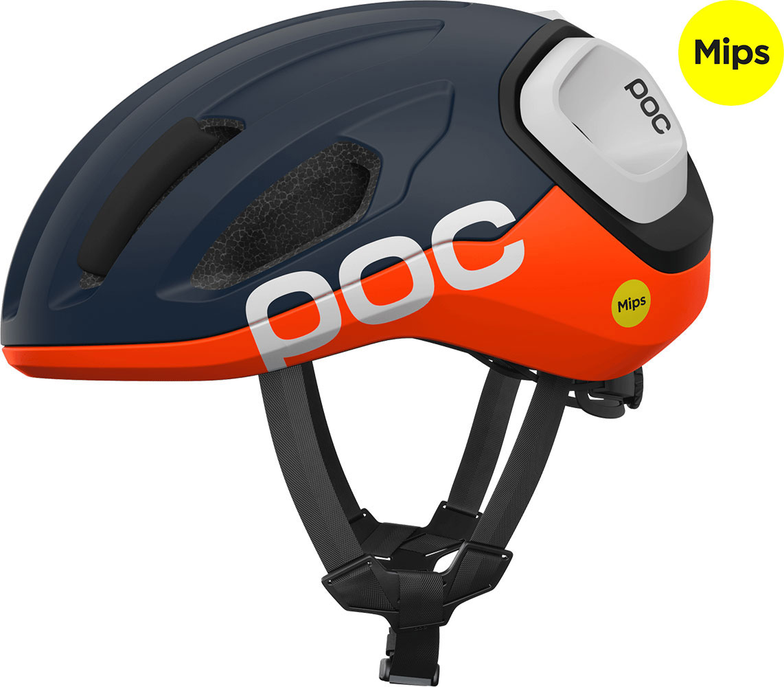 Amidal - Casco da ciclismo su strada Apatite Navy opaco/Arancione fluo opaco/Hydrogen White opaco