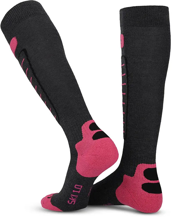 Skiing 1.0 - Calcetines de esquí gris/rosa