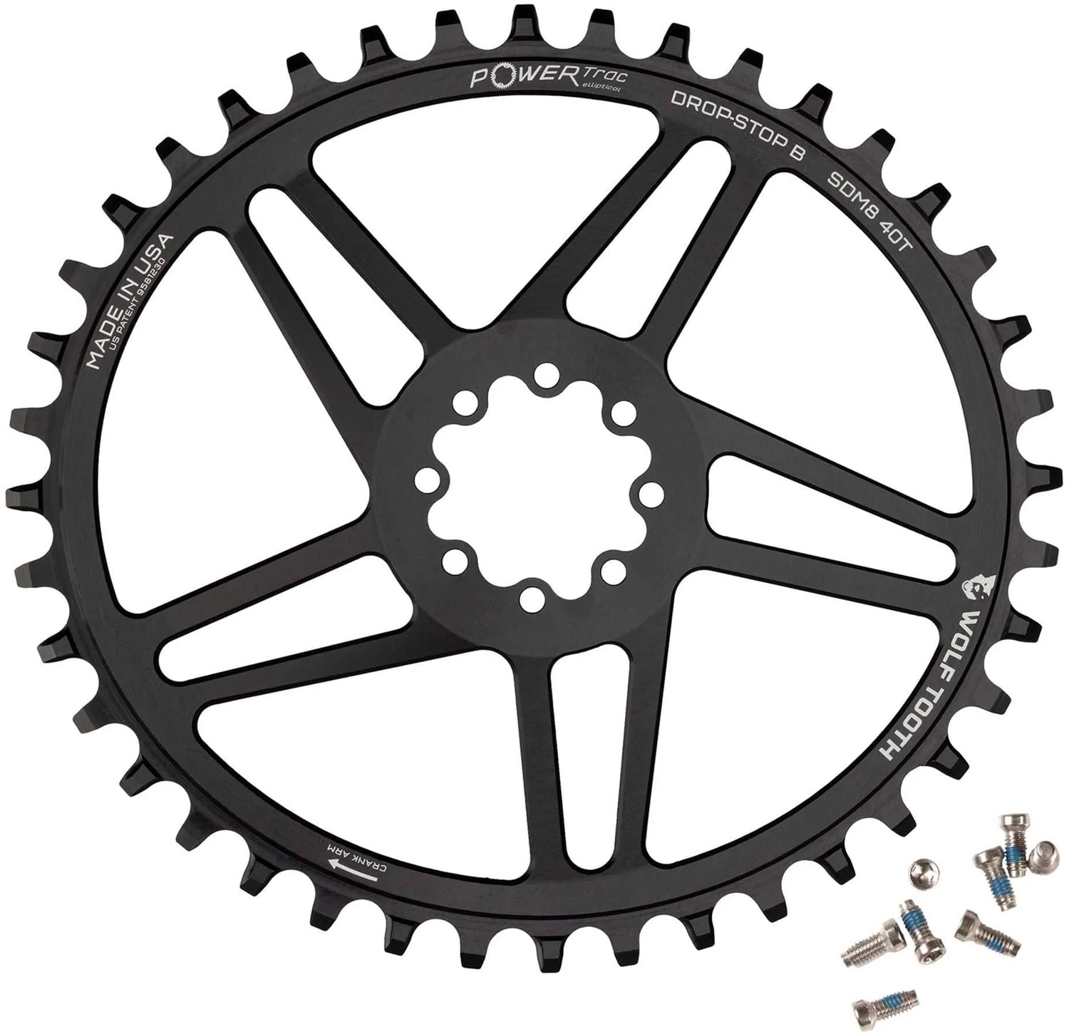 Plaque de pédalier PowerTrac Elliptical SRAM à fixation directe à 8 boulons