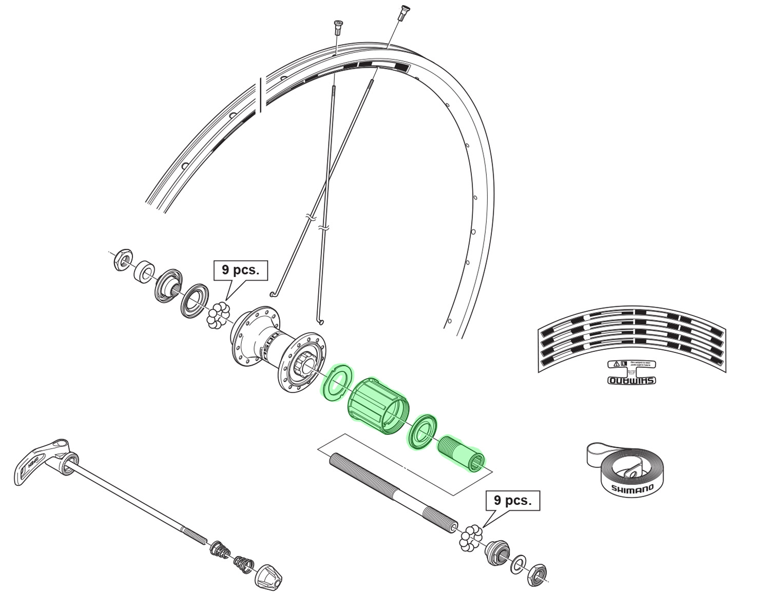 HG-Spline M 8/9/10 velocidades de acero para WH-R501/R500