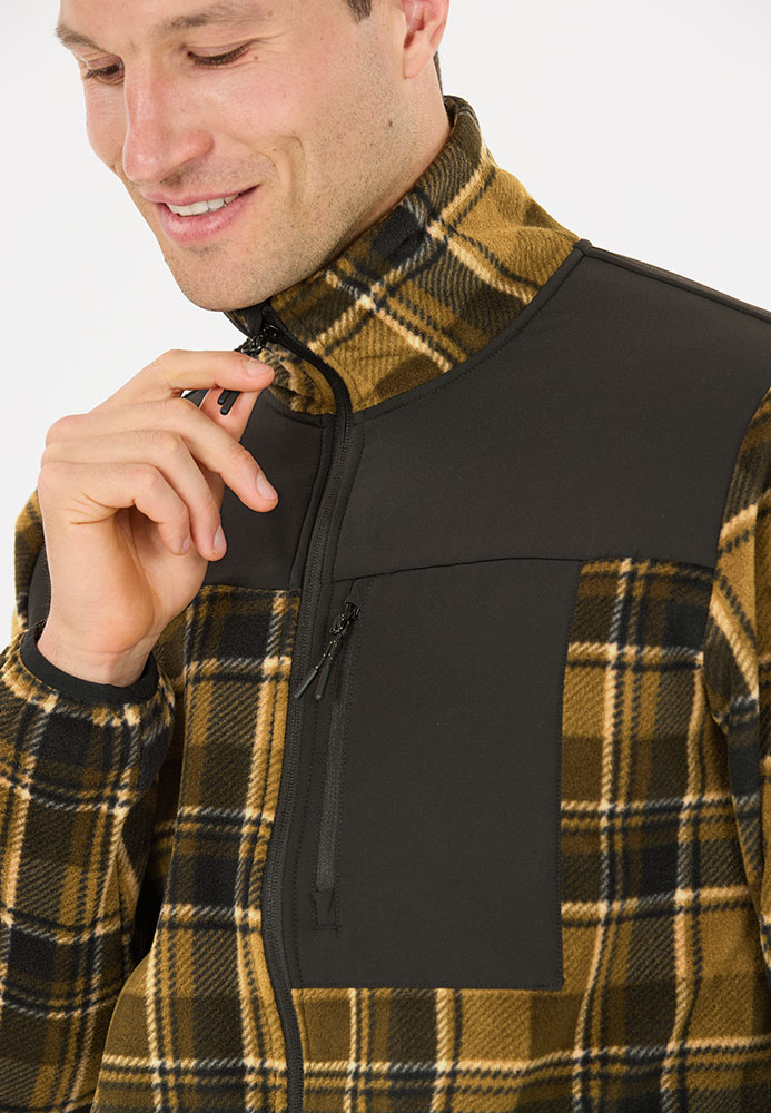 Astrali Checked - Fleecejacke Dark Olive
