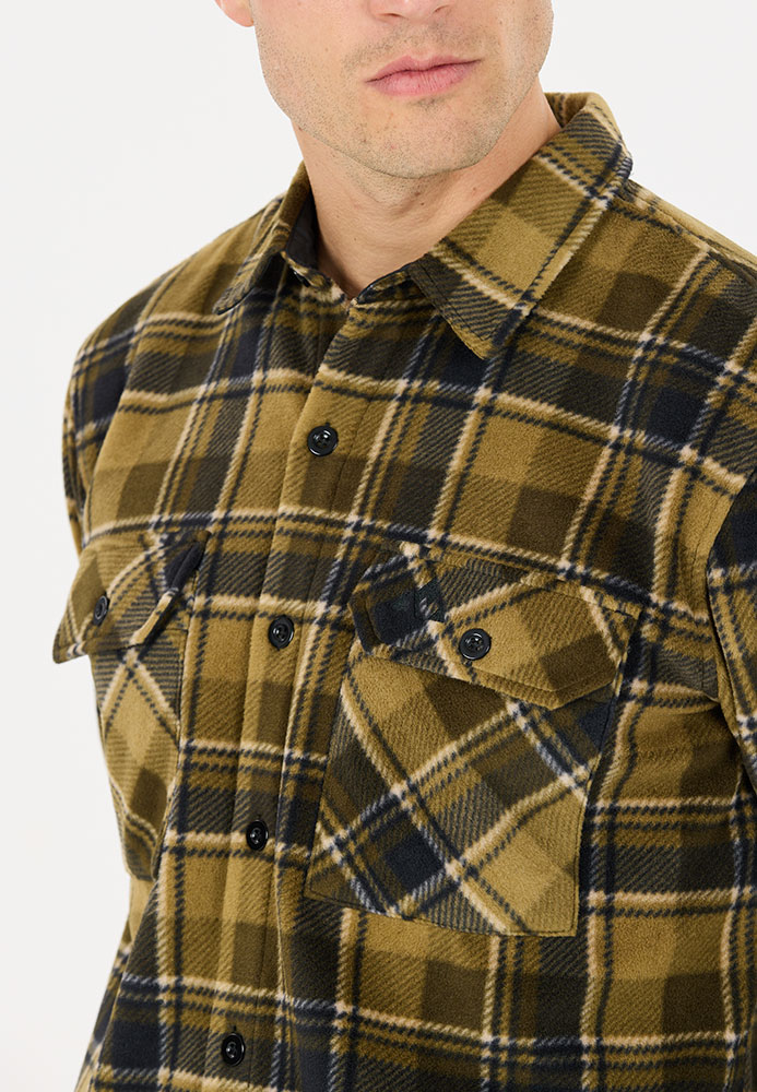Astrali Checked - Fleece Top Dark Olive