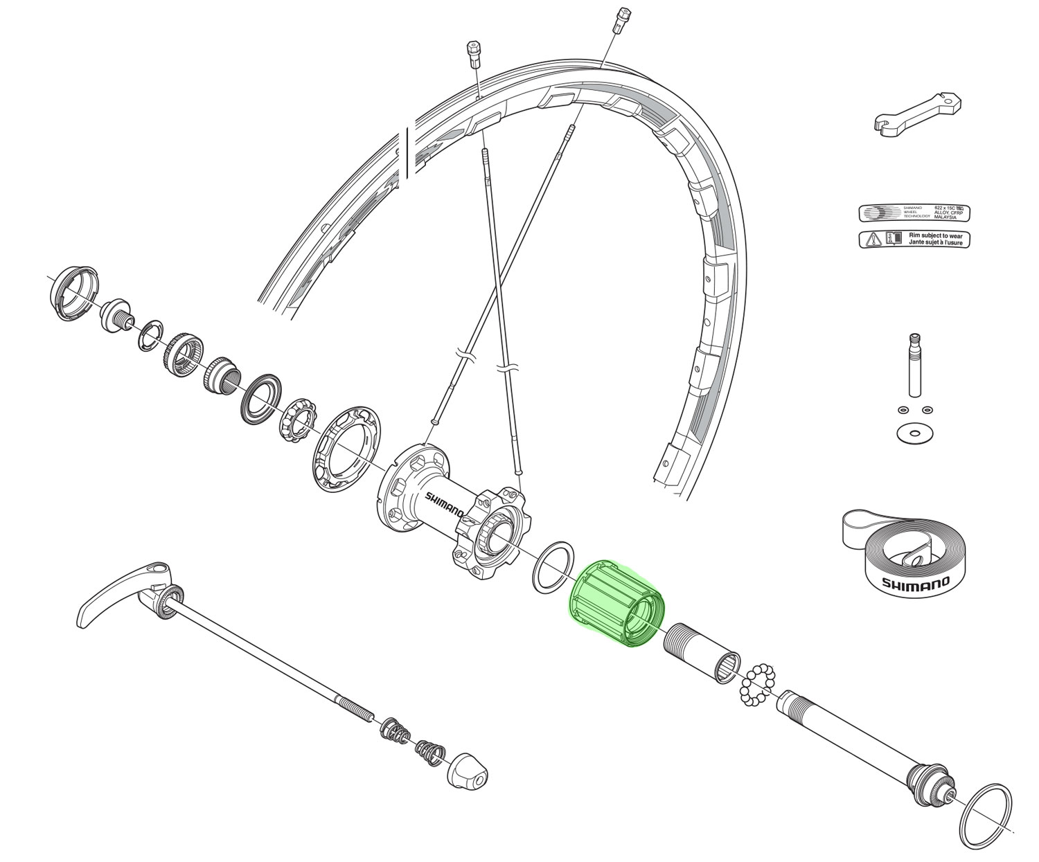 HG-Spline L Bicicleta de carretera 11/12-velocidades Cuerpo de acero para WH-6800/RS81/RX830/RS500