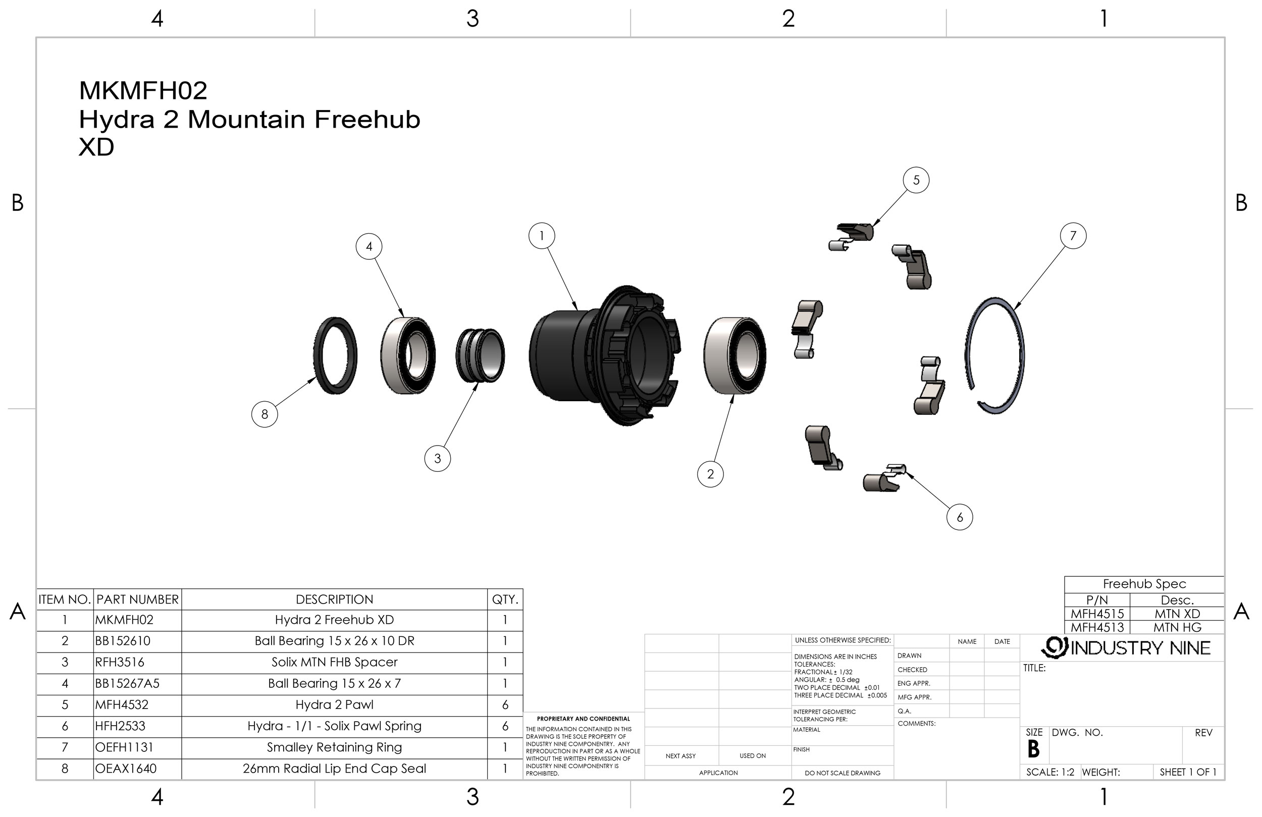 Hydra2 SRAM XD freehub body, complete